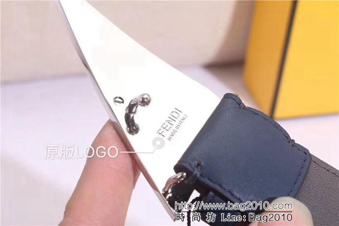 FENDI芬迪 專櫃最新款 老佛爺怪獸系列 雙面用腰帶 長角形琺瑯金屬帶扣 男士皮帶  xfp1332